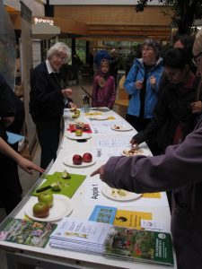 Volunteers from the Royal Caledonian Horticultural Society running apple tasting for visitors