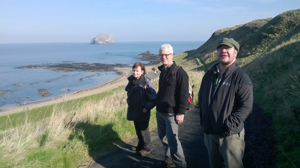 Jan, Andy and Simon searching for wild carrot in East Lothian during March 2014.