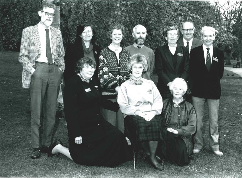 (Back) Geoff Harper, Ailsa Stebbings, Sylvia Cunningham, Malcom Cox (adviser), Gill Smith, John McKay (former Lord Provost of Edinburgh) and Lawrie Buchan. (Front) Constance Gillingham, Sally Heron and Mary Stewart.