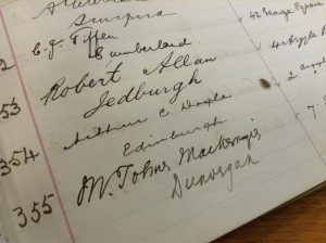 Arthur Conan Doyle's signature in the 1877 Botany Class Roll held at RBGE.