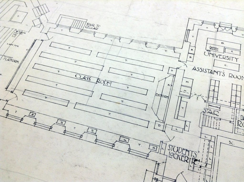 Plan in the RBGE Archives showing the classroom layout in the 1880-90s. This is now our conference room.