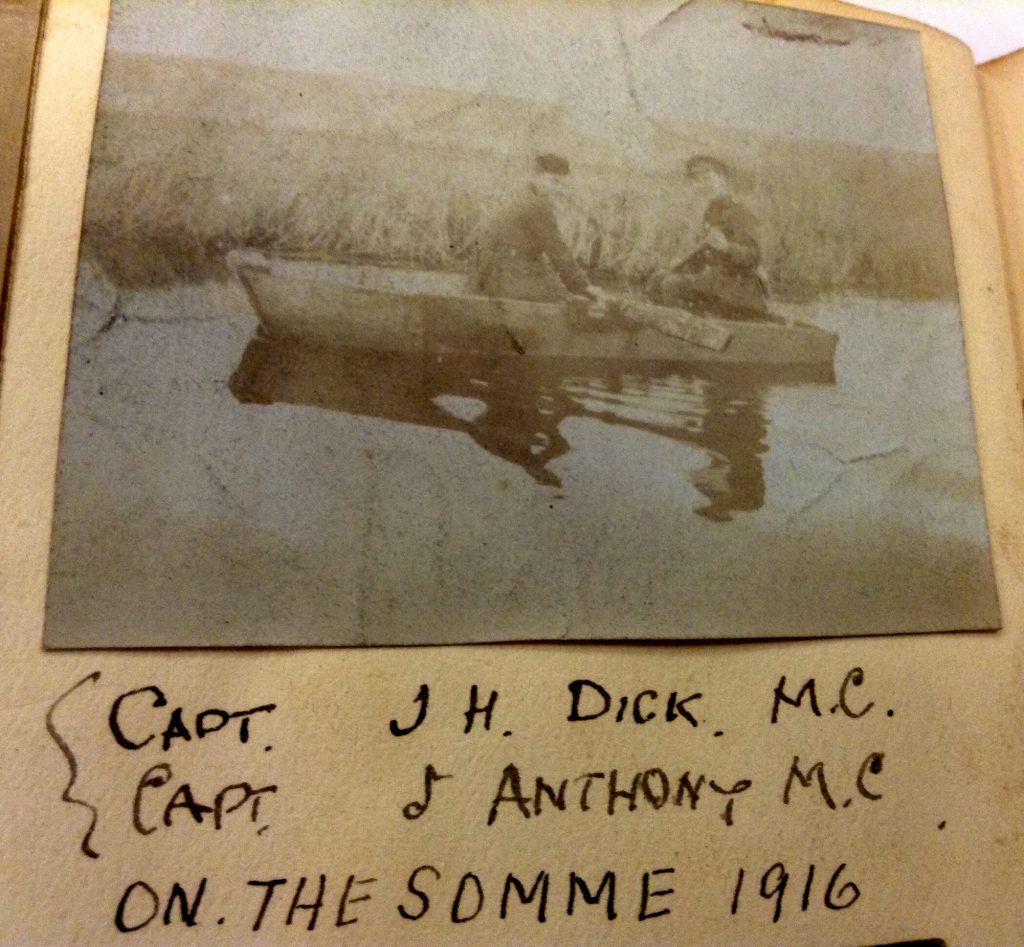 Photograph of James Hamilton Dick and John Anthony (both 2nd Lieutenants at the time) on the Somme in 1916. Both were to win Military Crosses by 1918.