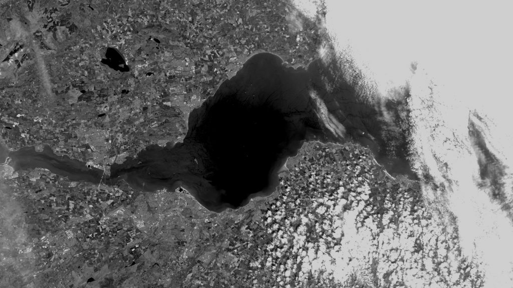 Landsat 8 Panchromatic sample captured on 3rd June 2016 (note incomplete new Forth crossing)