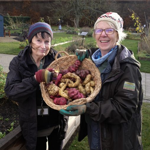 Jan and Liz with potato basket