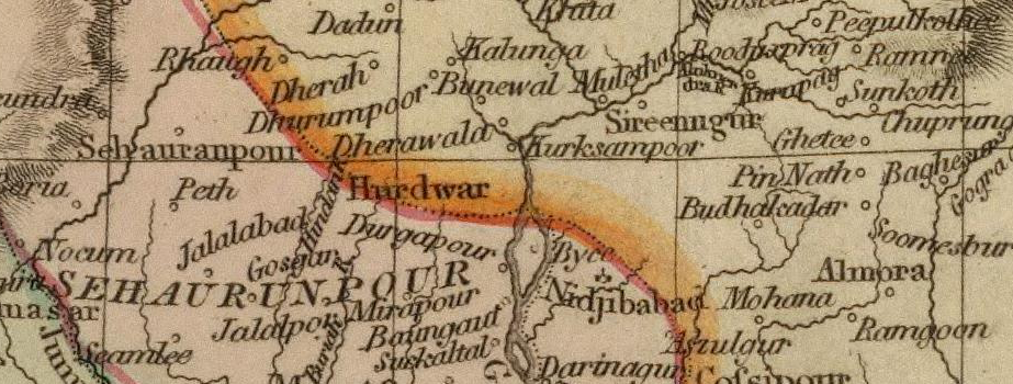 Map of Saharunpur and surroundings