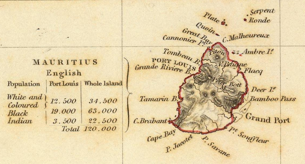 Old map of Mauritius