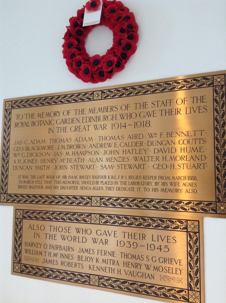 Photograph showing the two war memorials at the Science Building Reception at RBGE.