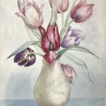Botanical watercolour illustration of tulips