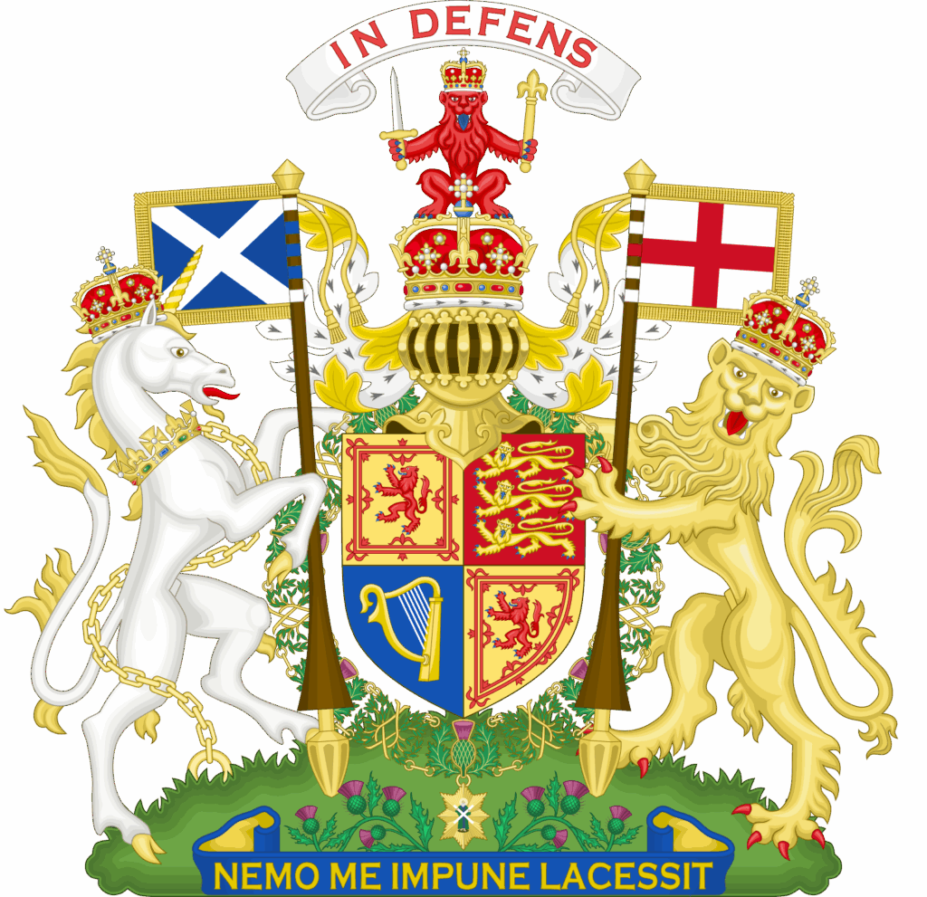 Royal Coat of Arms of the United Kingdom of Great Britain and Northern Ireland in the style used by King Charles III from 2022 to the present  

(used only in Scotland). 

© Crown copyright 